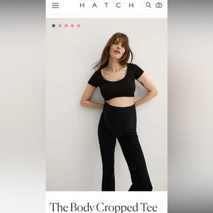 Hatch- The Body Cropped Tee, Size Medium, Black